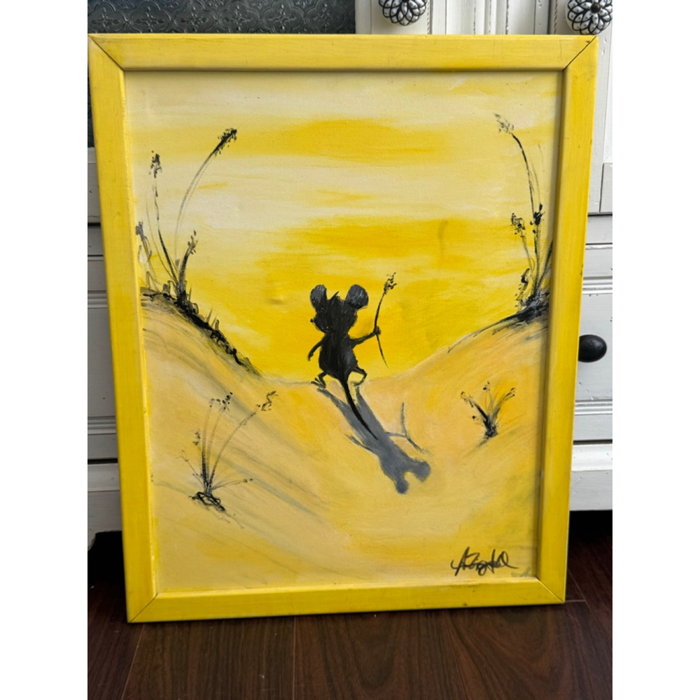 Andrea Ziegfeld Signed Whimsical Mouse Painting Framed Original Art Berlin 2009